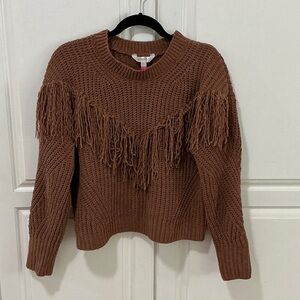 No Boundaries Brown Fringe Sweater